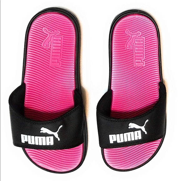 Black and pink puma slides Clearance